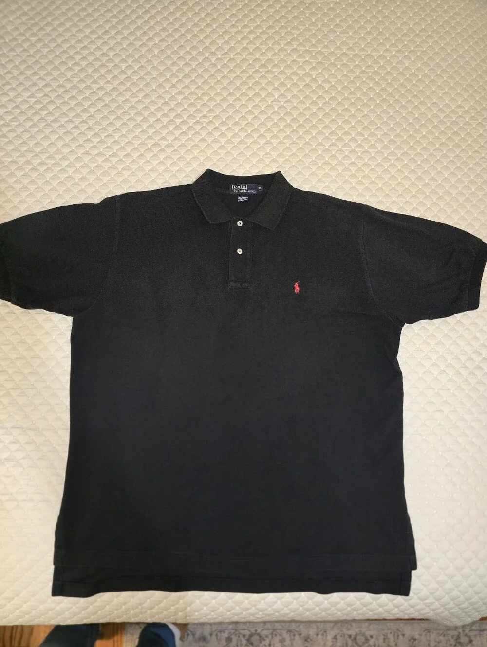 XL - Polo Short-Sleeve Mesh Polo Shirt Black with Red Logo. (PRISTINE CONDITION)